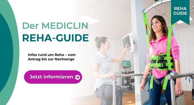 Patientin im Gangtrainer, Therapeutin, Reha-Guide-Teaser
